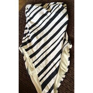Shade And Shore White w/ Black Strips Strapless  Swimsuit Small